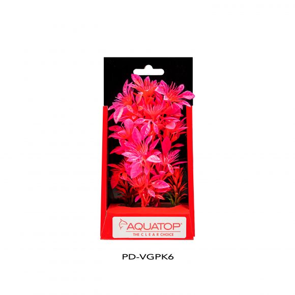 AQUATOP 6" Garden Pink Vibrant Wild Plastic Plant w/ Weighted Base for Aquariums, PD-VGPK6