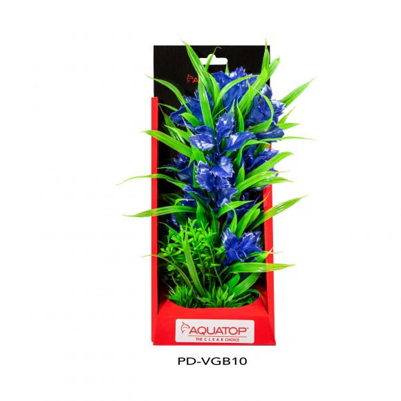AQUATOP 10" Garden Blue Vibrant Wild Plastic Plant w/ Weighted Base for Aquariums, PD-VGB10