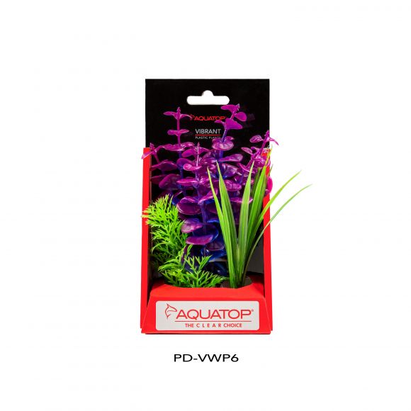 AQUATOP 6" Purple Vibrant Wild Plastic Plant w/ Weighted Base for Aquariums, PD-VWP6