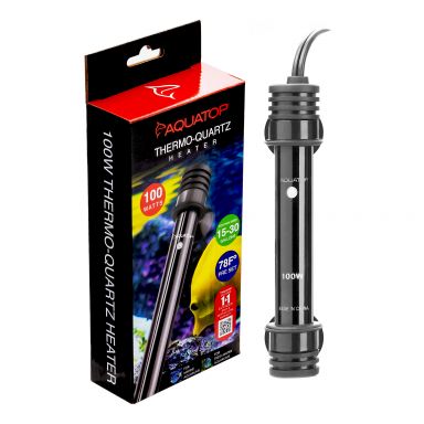 AQUATOP 100W Submersible Heater Thermo Quartz for Aquariums up to 30 Gallons, TQ-100W