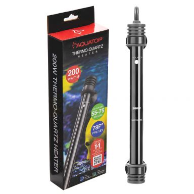 AQUATOP 200W Submersible Heater Thermo Quartz for Aquariums up to 75 Gallons, TQ-200W