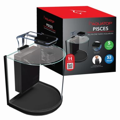 AQUATOP Pisces 5 Gallon Nano Curved Bowfront Aquarium Kit, 53 GPH with Touch LED & Built-in Filter