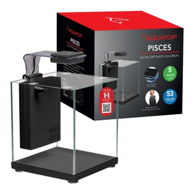 AQUATOP Pisces 5 Gallon Nano Cube Glass Aquarium Kit, 53 GPH Flow with Touch LED & Built-in Filter