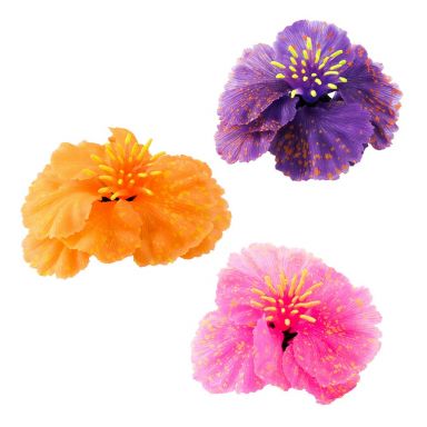 AQUATOP Vibrant Orange/Pink/Purple Flowers (3 Pack) Silicone Aquarium Decor, SD-MULTI10