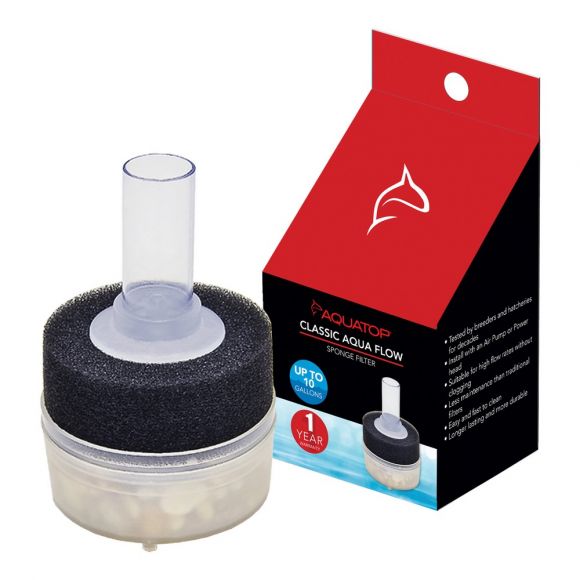 AQUATOP Internal Sponge Filter for Aquariums - for Tanks Up to 10 Gallons, CAF-10