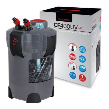 AQUATOP 4-Stage Canister Filter 370 GPH, Vortex Prime For 125-Gal Tanks, Media Included, CF-400MKII