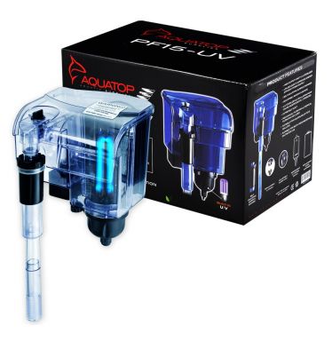 AQUATOP 64 GPH Hang-On Power Filter w/ 7W UV Sterilizer for 15 Gal Aquariums, PF25-UV