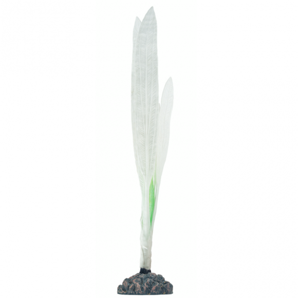 AQUATOP 7.5" White Amazon Sword Silicone Aquarium Plant Decor w/ Weighted Base, SD-0475W