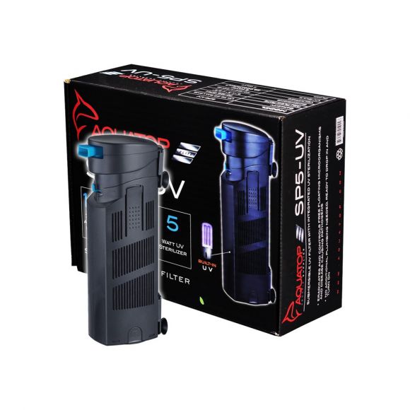AQUATOP Submersible Filter w/ 5W UV, 126 GPH for Aquariums up to 40-Gal, SP5-UV