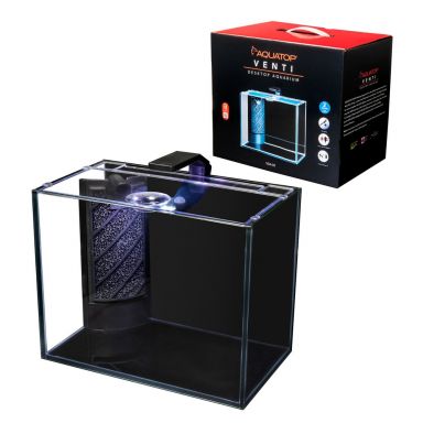 AQUATOP Venti 2 Gallon Glass Aquarium Kit with LED Light, Breza Air Pump & Filter Cartridge, VDA-03