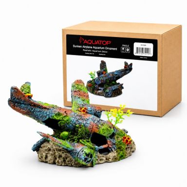 Aquatop Sunken Airplane Aquarium Ornament – Realistic Hand-Painted Aircraft Wreck