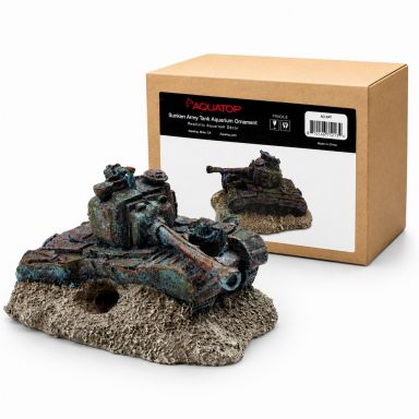 Aquatop Sunken Army Tank Aquarium Ornament – Hand-Painted Military Wreck Décor