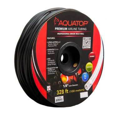 Aquatop Bulk Premium Black Airline Tubing, 328 feet (100M), 1/8" Inside Diameter, Black