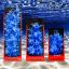 AQUATOP 10" Vibrant Blue Fluorescent Cannabis Plastic Plant w/ Weighted Base for Aquariums, PD-FCB10