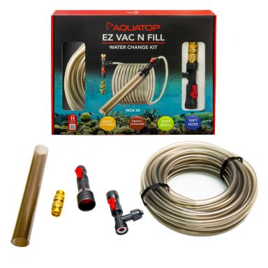 AQUATOP EZ Vac-N-Fill 50Ft Aquarium Vacuum and Refill Kit, Durable Hose and Brass Faucet Adapters